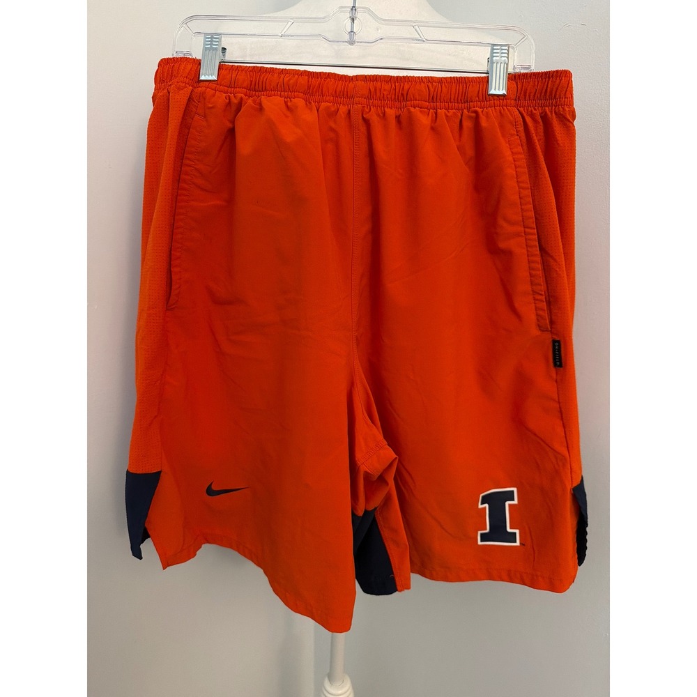 Nike Illinois Fighting Illini Dri-FIT On-Field Shorts Orange Navy Mens XXL